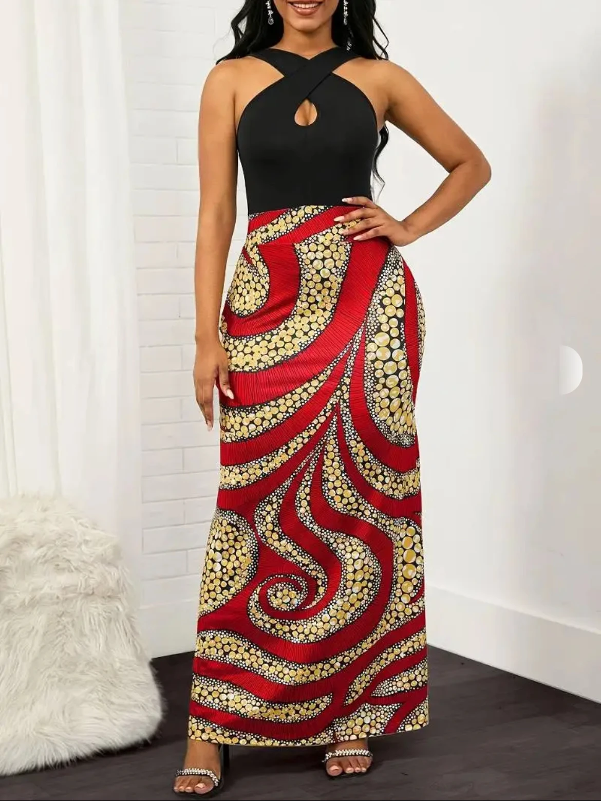 Fabric Bazin Riche Skirt for Women Print Clothing Lady Half-Skirt Plus Size