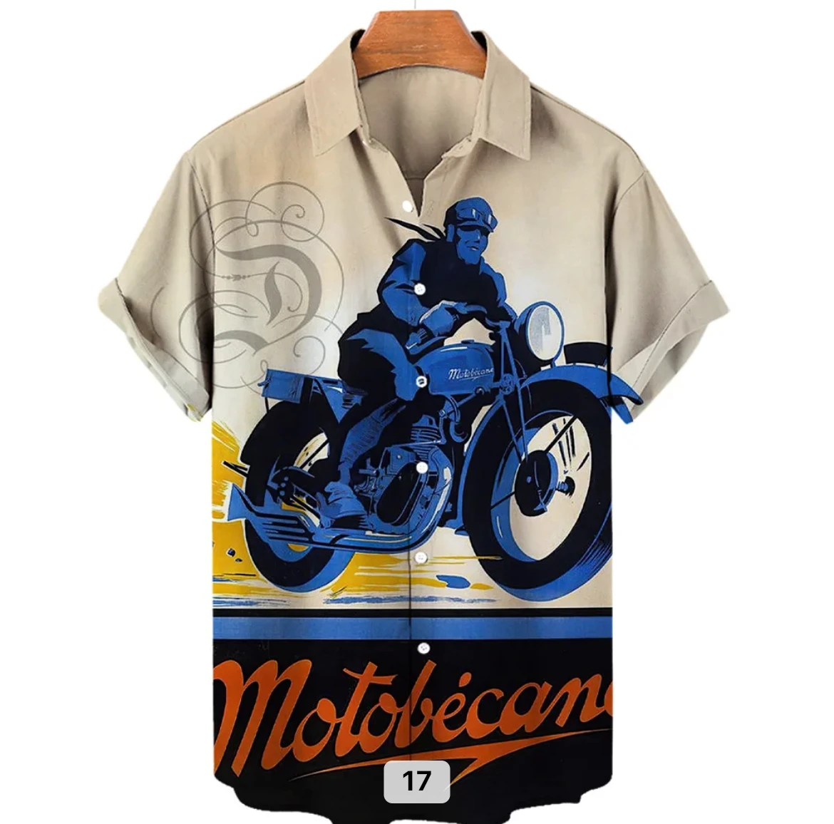 Men 3D vintage wear motor ride blue