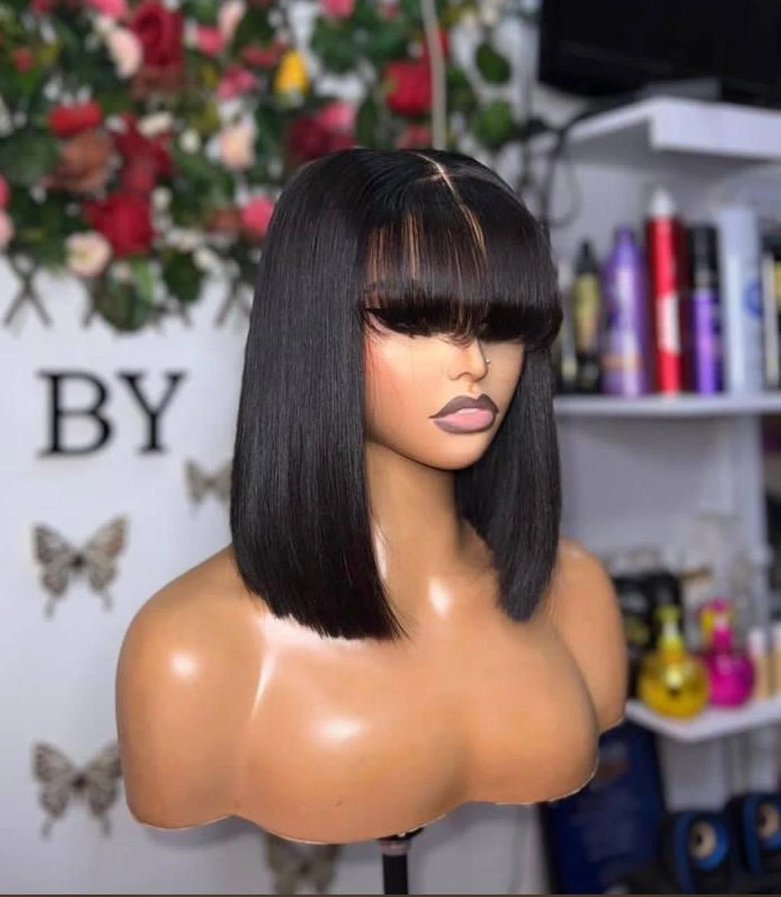 Wig Zaza - 12 Inches, Double Drawn Fringe Wig, 100% Human Hair